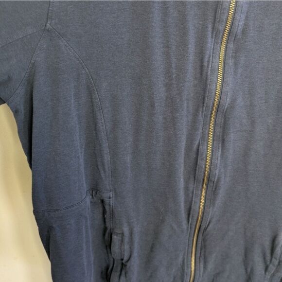 Coolibar Women's UV Protection Navy Full Zip Mock Neck Jacket Sweatshirt - Picture 6 of 7